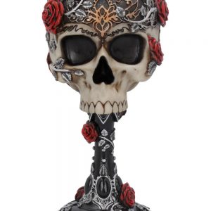 Gothic Roses Goblet - Dryckesbägare med Dödskalle och Blomma 18 cm -