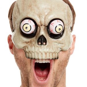 Halv Skelettmask i Tunn Plast med Rörliga Ögon -
