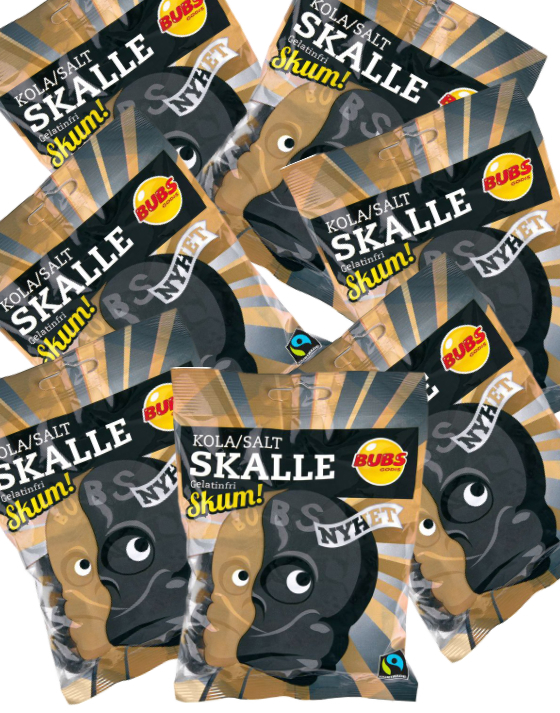 12 Påsar med Skalle i Skum med Karamell och Salt Smak - Hel Låda -
