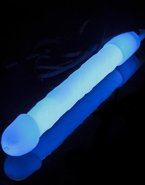 Blå Dick Glow Stick med Snöre 15 cm -