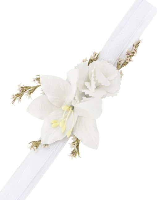 Vitt Armband / Corsage med Blommor -