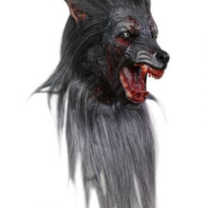 Black Wolf - Heltäckande Latexmask med Hår -