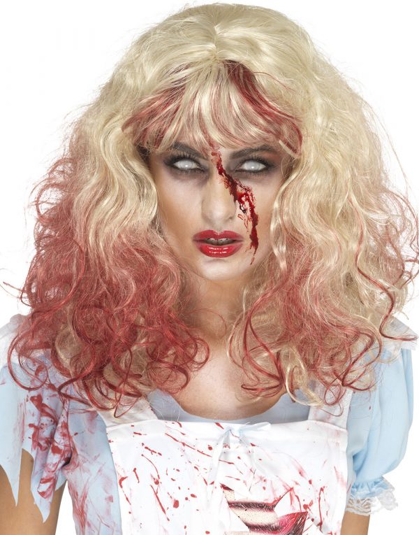 Blond och Blodig Zombie Alice Peruk -