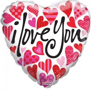 Hjerteformet I Love You Folieballong med Hjärtmotiv 46 cm -