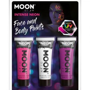 3 stk Neon UV/Blacklight Ansikts- och Kroppssmink i Rosa