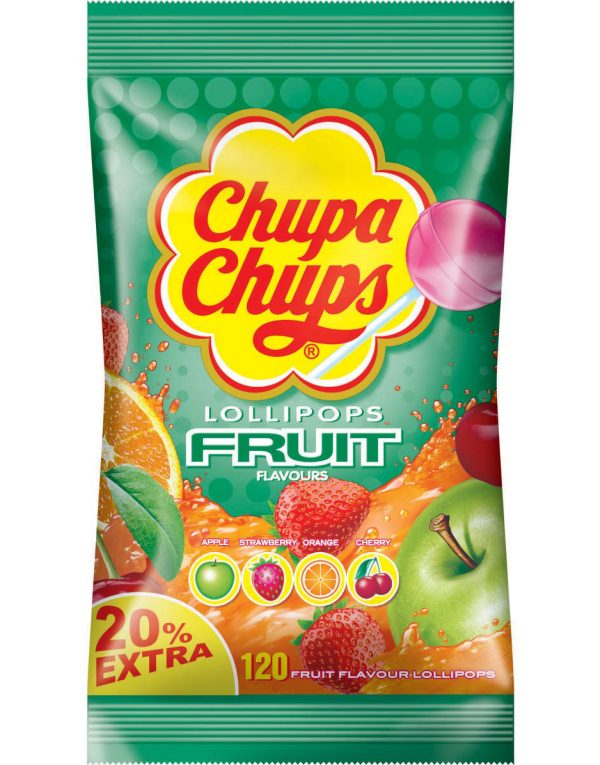 120 stk Chupa Chups Fruit - Stor Påse med Klubbor -
