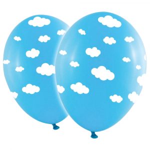 Baby Blå Ballonger med Vita Moln - INCLUDERA
