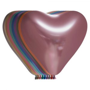 Chrome Mirror Hjärtballonger Flera Färger - GLOBOS