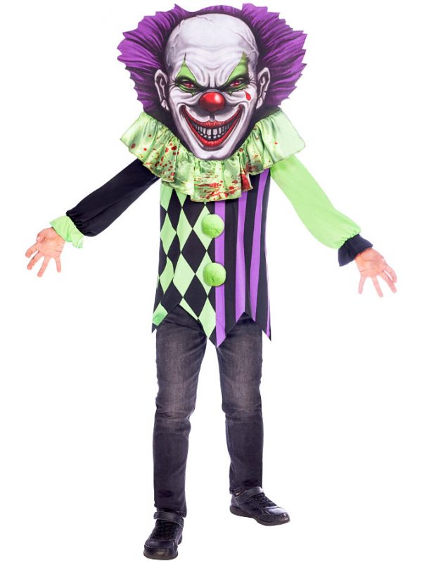 Clowndräkt med Stor Mask Barn - AMSCAN