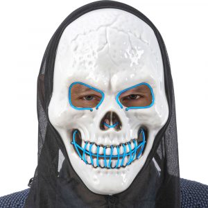 Döskalle LED-Mask med Huva Blå - Hisabjoker