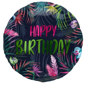 Folieballong Rund Happy Birthday Tropisk - FOLAT