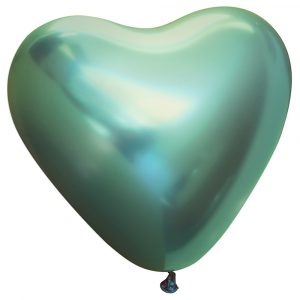 Hjärtballonger Chrome Grön - INCLUDERA
