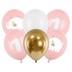 1 års Latexballonger Elefant Ljusrosa Mix - PARTYDECO