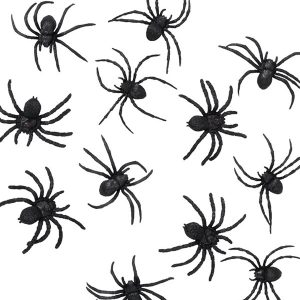 12 st Svarta Spindlar till Dekoration -