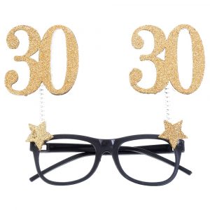 30 Års Glasögon Glitter Guld - SANTEX