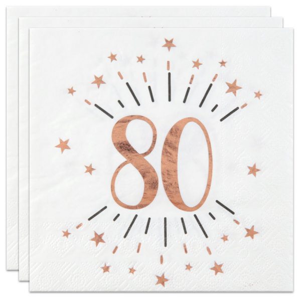 Servetter 80 År Birthday Party Roseguld - SANTEX