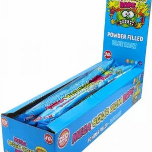 40 st Zed Candy Mega Sour Gum Rope Blue Razz - Tuggummisnöre med Jättesurt Pulver - Hel Låda 1