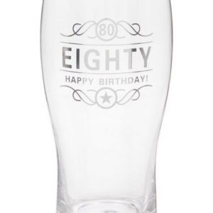 80 år - Happy Birthday Pint Ölglas i Presentask -