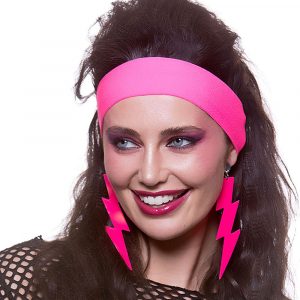 80-tal Örhänge Blixtar Neon Rosa Clip-on - WICKED