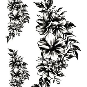 Black & White Flowers - 3 st Tatueringar -