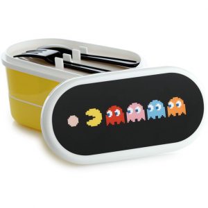 Gul Pac-Man 2 Fack Bentoboxs med bestick - Lunch/Snacks Låda -